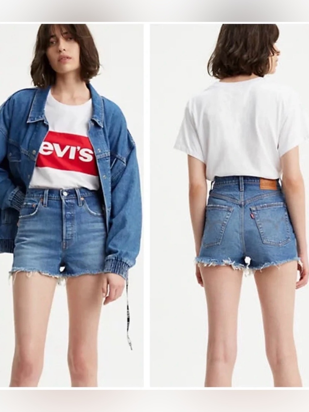 Authentic Levi's blue 501 button down size 27 Ribcage Shorts festival summer
